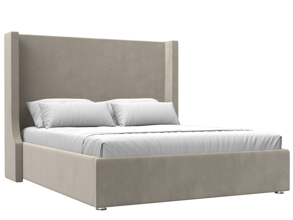 Кровать интерьерная Ларго 160, Бежевый, Микровельвет, 101324