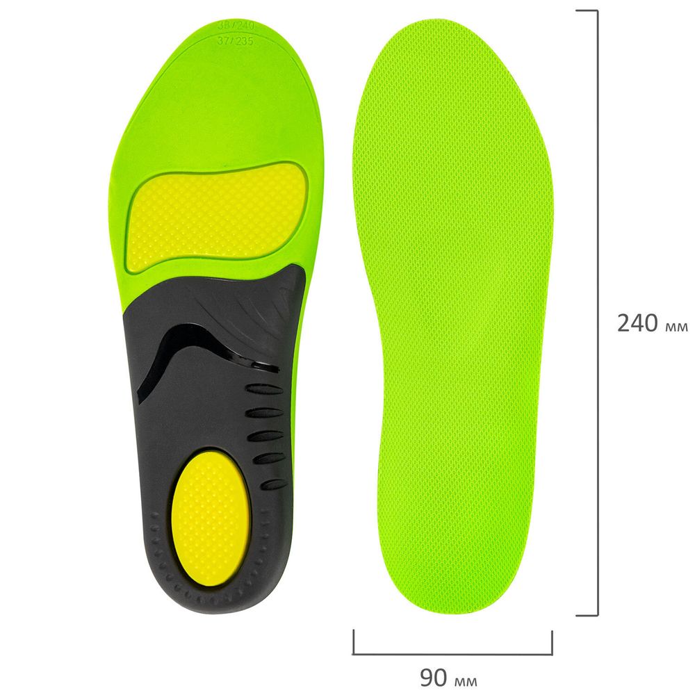 Стельки для кроссовок СПОРТИВНЫЕ КАРКАСНЫЕ, материал PU PRO SPORT, размер RU 36-37 / EU 37-38, с линиями выреза, SHEGRA (ШЕГРА), 700765