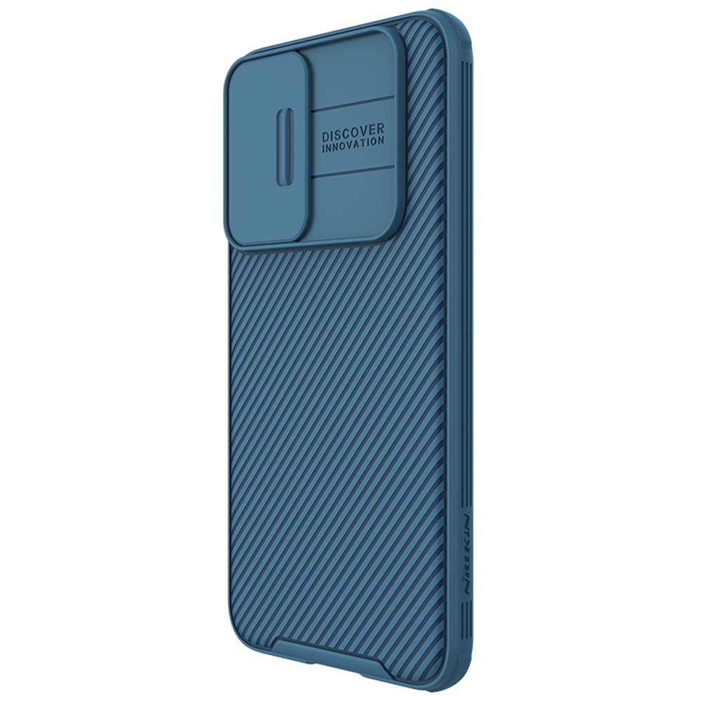 Чехол синего цвета от Nillkin на Samsung Galaxy S22+ Плюс, серия CamShield Pro Case, с сдвижной крышкой для камеры