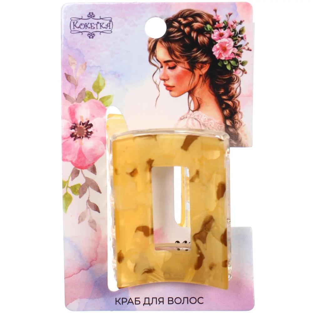 Заколка - краб для волос «AKS-EMPIRE», квадрат, цвет микс 6 цветов, 3,6*2,7см