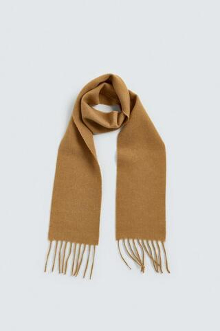 ZARA УЗКИЙ ШАРФ С БАХРОМОЙ, БЕЖЕВЫЙ