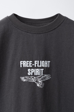 ZARA ФУТБОЛКА С ПРИНТОМ, АНТРАЦИТОВО-СЕРЫЙ