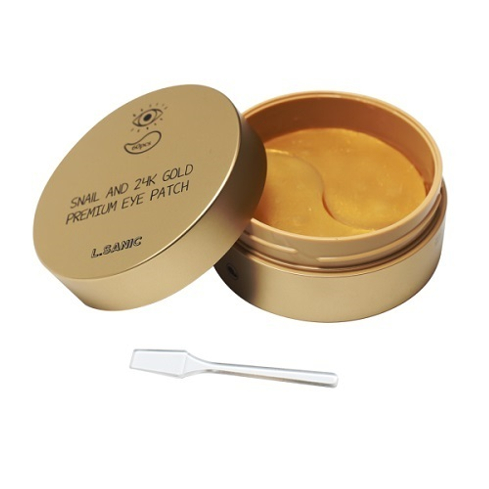 Патчи для кожи вокруг глаз с муцином улитки и золотом L'Sanic Snail and 24K Gold Premium Eye Patch 60шт