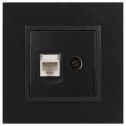 Розетка ЭРА Elegance 14-3110-05 RJ45+TV IP20 антрацит | Elegance Антрацит