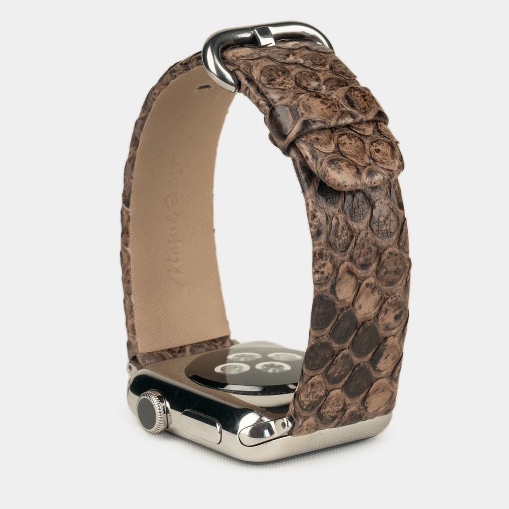 Ремешок для Apple Watch 44/45/46 mm из кожи питона, бежевого цвета