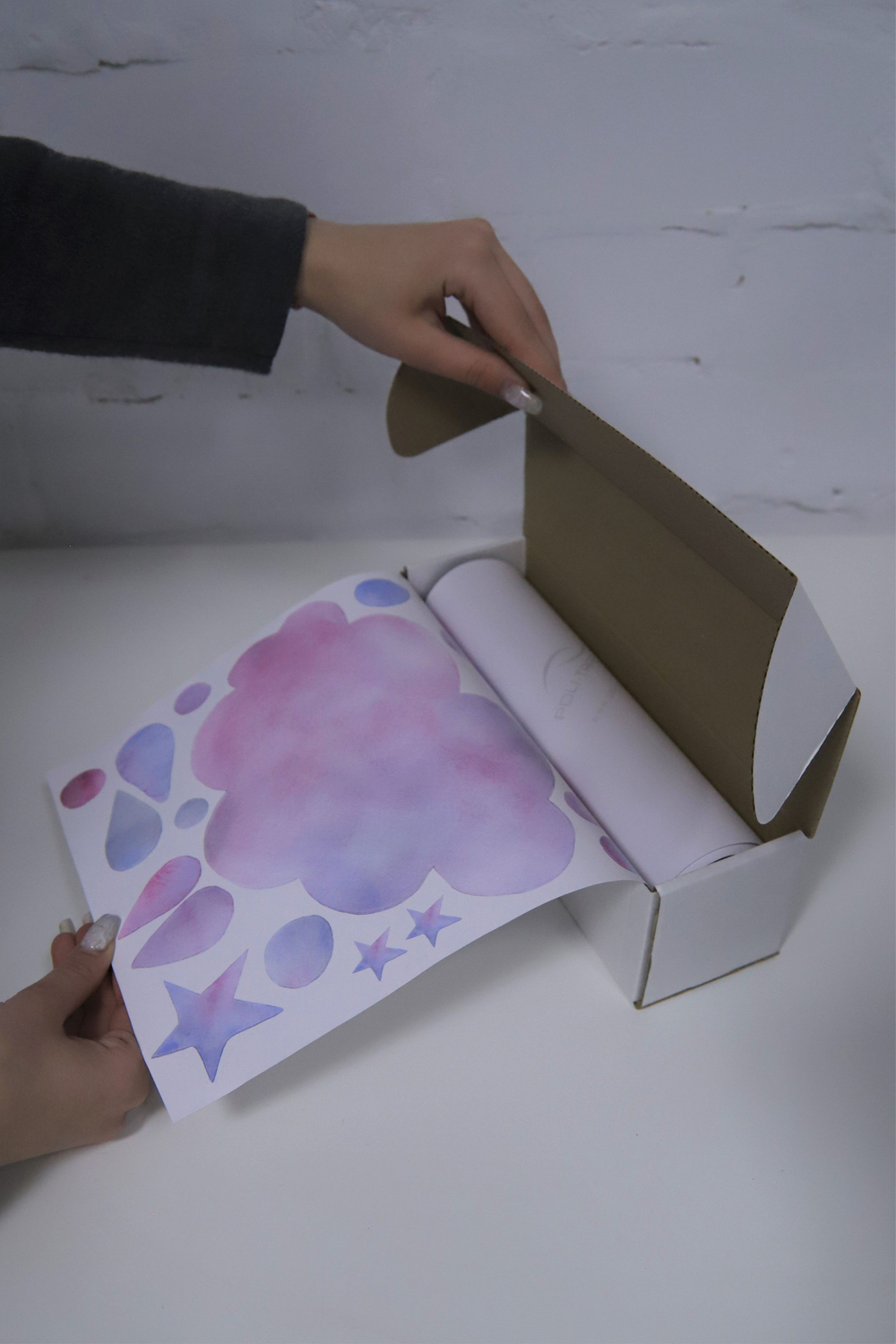 Интерьерные детские наклейки в комнату, акварельные облака