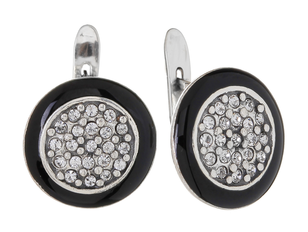 "Акрития" серьги в серебряном покрытии из коллекции "Эллада" от Jenavi с английским замком