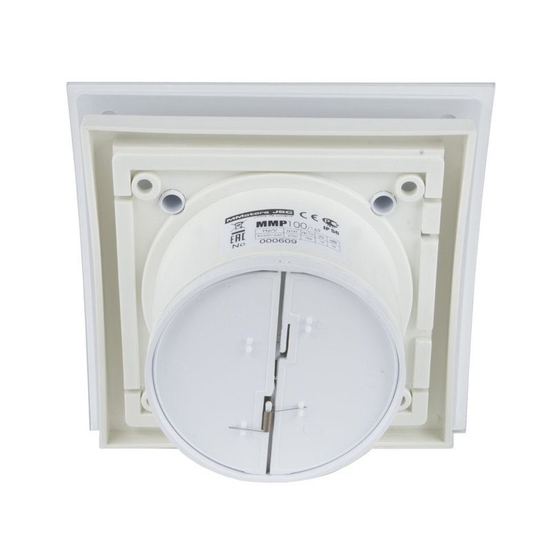 Вытяжной сверхмощный вентилятор ММ-Р 06 стекло овал 169 м³/час с обратным клапаном белый глянец