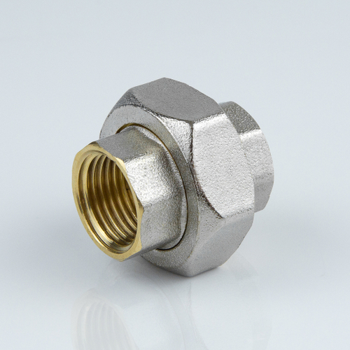 Сгон латунный никелированный разъёмный прямой "американка" внутренняя/внутренняя резьба