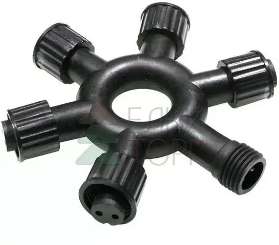 Разветвитель 5-ти лучевой для гирлянд системы Sealed 220V., каучук черный, Beauty Led (LLR15-1)