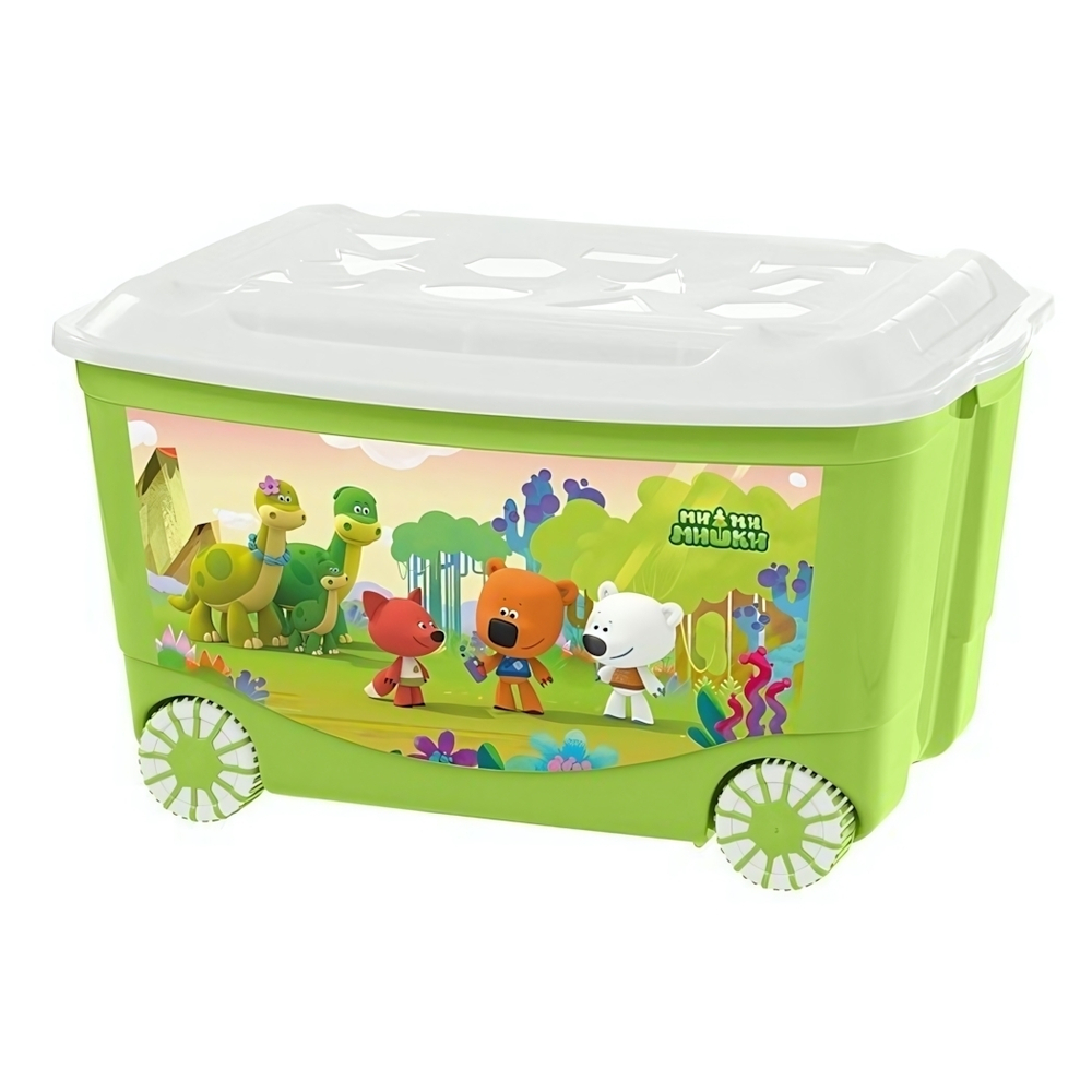 Ящик для игрушек на колесах с декором 45л "ми-ми-мишки", 580х390х335 мм, (зеленый)