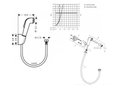 Гигиенический душ Hansgrohe 32122000, со шлангом 1,6 м и держателем, 1/2