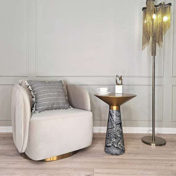 Журнальный столик Iris, Ø45х60 см, мрамор, латунь