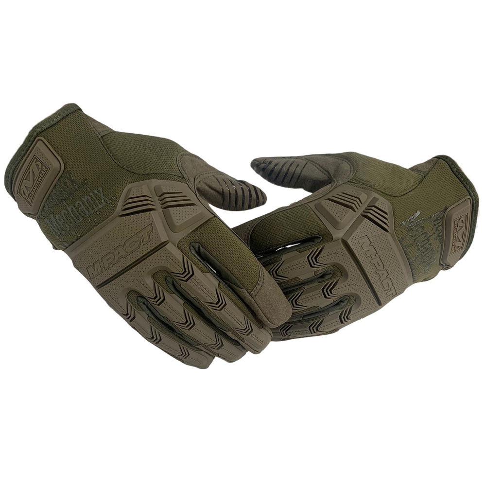 Тактические перчатки Mechanix M-Pact (хаки-олива) двойные защитные вставки в зонах наибольшего износа (B16) №350