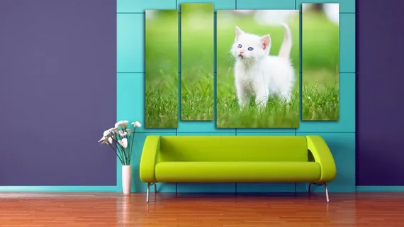 Модульная картина "Белый котенок"