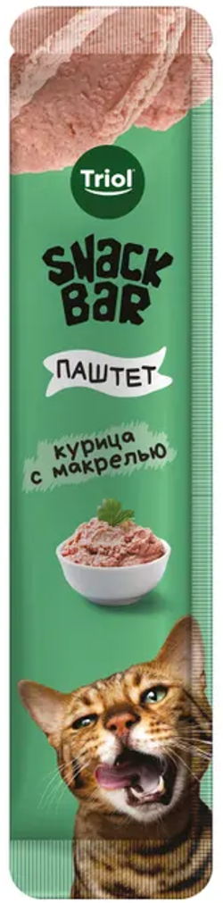 Triol, Лакомства для кошек, Паштет из курицы с макрелью, 40 гр.