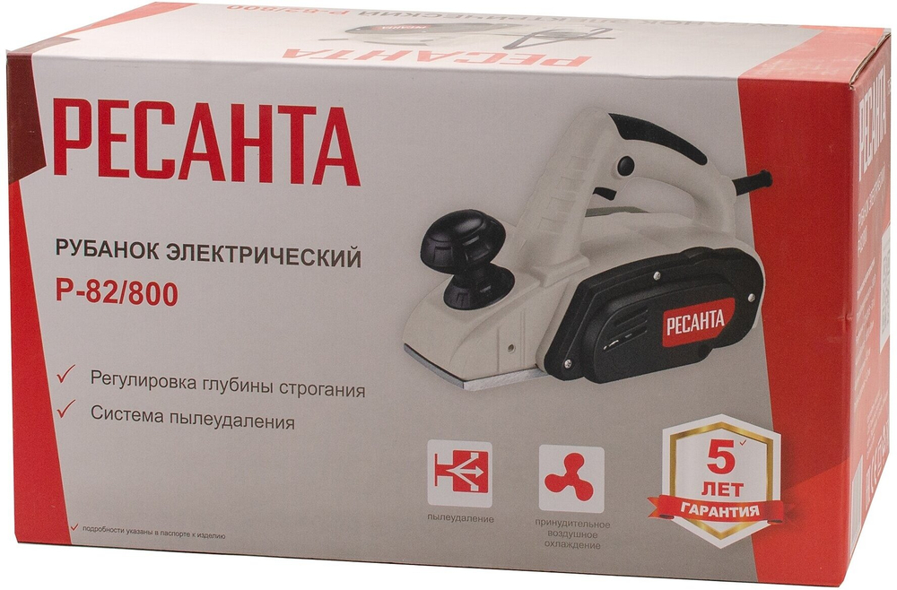 Рубанок электрический Ресанта Р-82/800 (800 Вт, 16000 об/мин, глубина - 2 мм, ширина - 82 мм, 2.6 кг)/ Электрорубанок