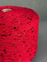 Пряжа Glam Shine пайетки 6+3 мм (002/красный, глянцевые пайетки), 250м/100гр