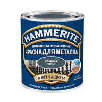 Краска Хаммерайт гладкая для металла черная 0,75л.