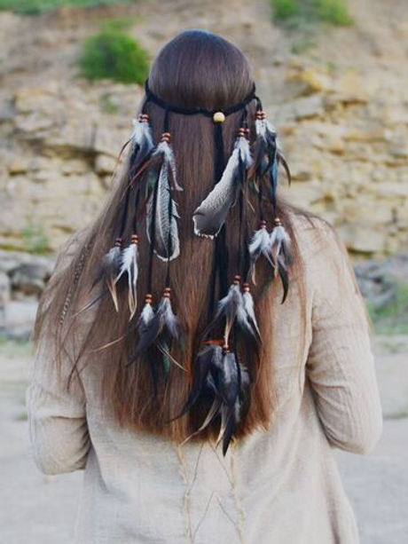 Бохо-повязка на голову с перьями