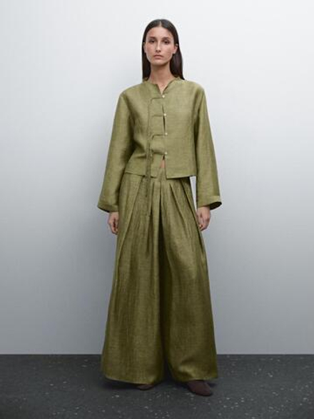Massimo Dutti Широкие брюки, фисташковый