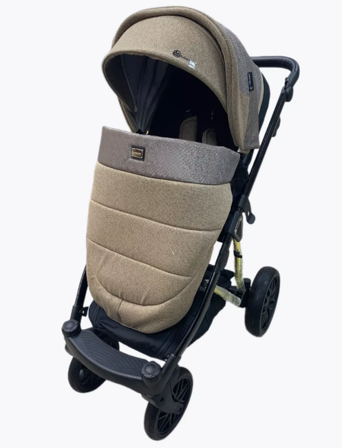 Детская коляска Luxmom F1 2в1 (коричневый, золотая рама)