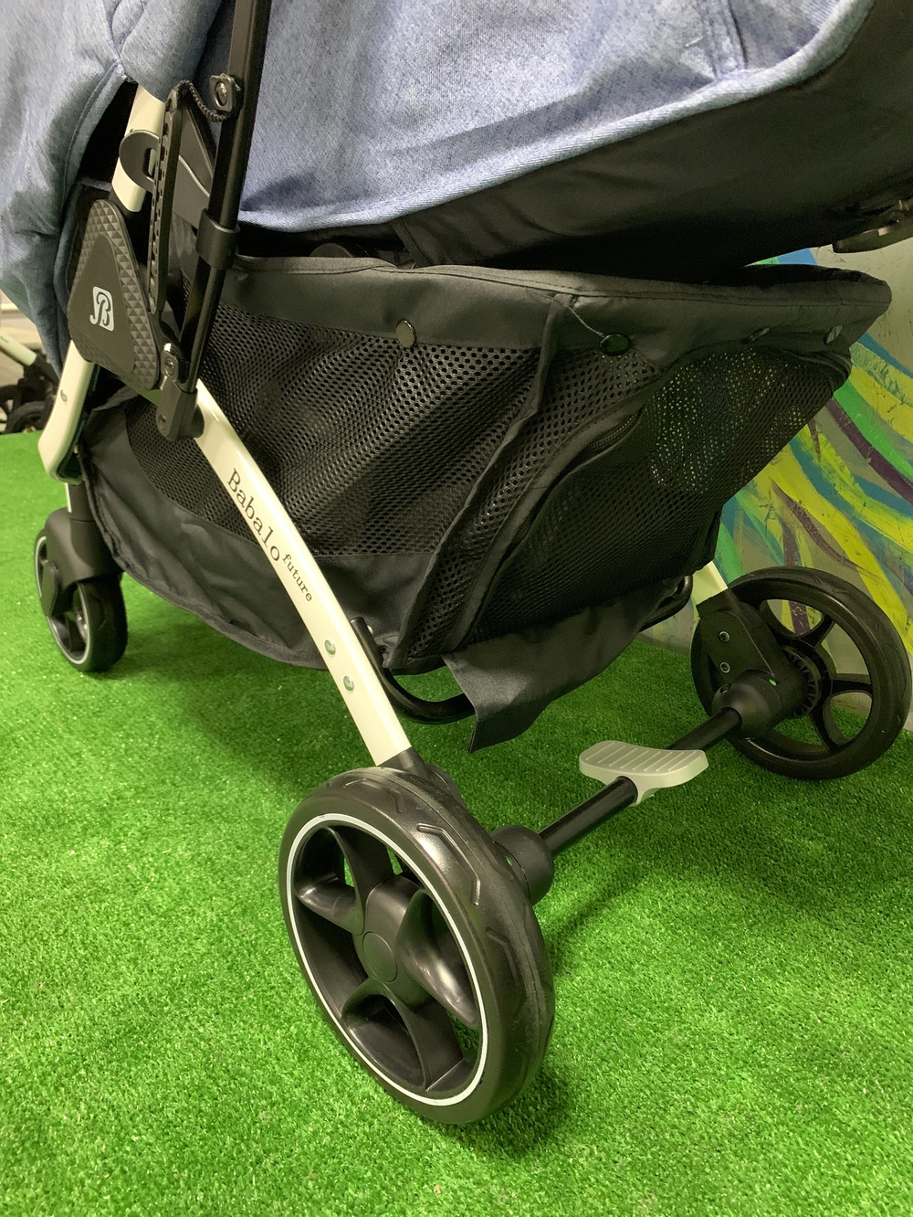 Коляска прогулочная Babalo 2022 Синий текстиль на белой раме с сумкой