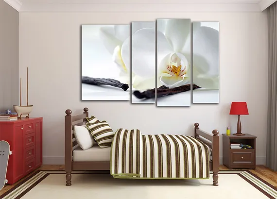 Модульная картина "Белоснежная орхидея"