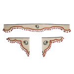 Ламбрекен с косынками универсальные стеганые Орел (экокожа, бежевый, красные кисточки)