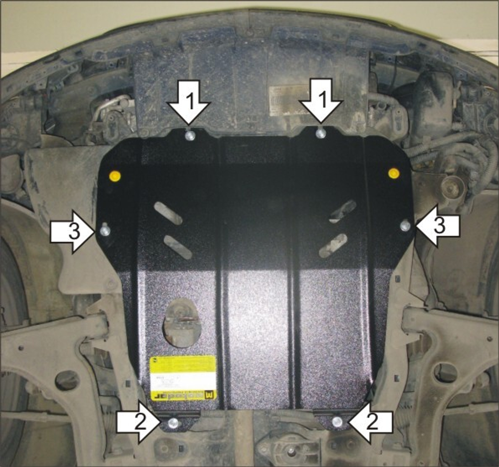 Защита картера Двигателя, КПП. 2 мм, Сталь. для Opel Astra H 2004-2010, Opel Meriva 2010-2015 MOTODOR.01528