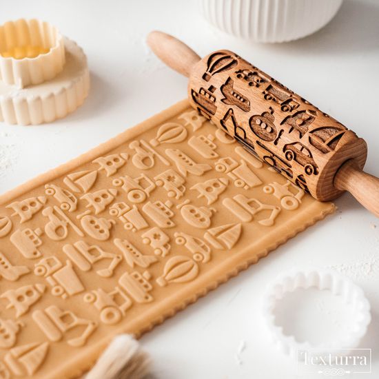 Малая скалка с узором Транспорт