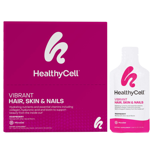 HealthyCell, Vibrant Hair, Skin & Nails, малиновый, 30 гелевых пакетиков по 25 мл (0,84 жидк. Унции)