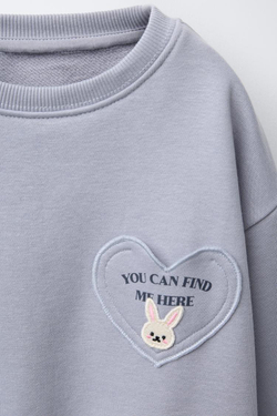 ZARA ТОЛСТОВКА С КАРМАНОМ В ФОРМЕ СЕРДЦА, СИНИЙ