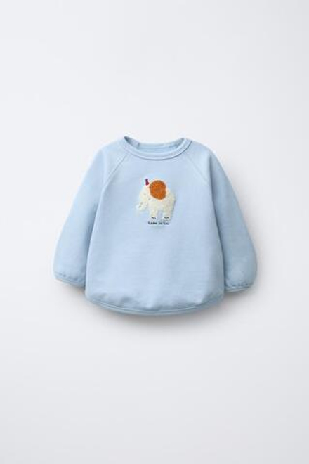 ZARA ТОЛСТОВКА С НАШИВКОЙ ИЗ МАХРОВОЙ ТКАНИ, ГОЛУБОЙ
