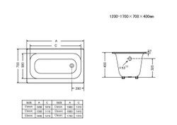 Чугунная ванна Goldman Classic 140x70x40см.