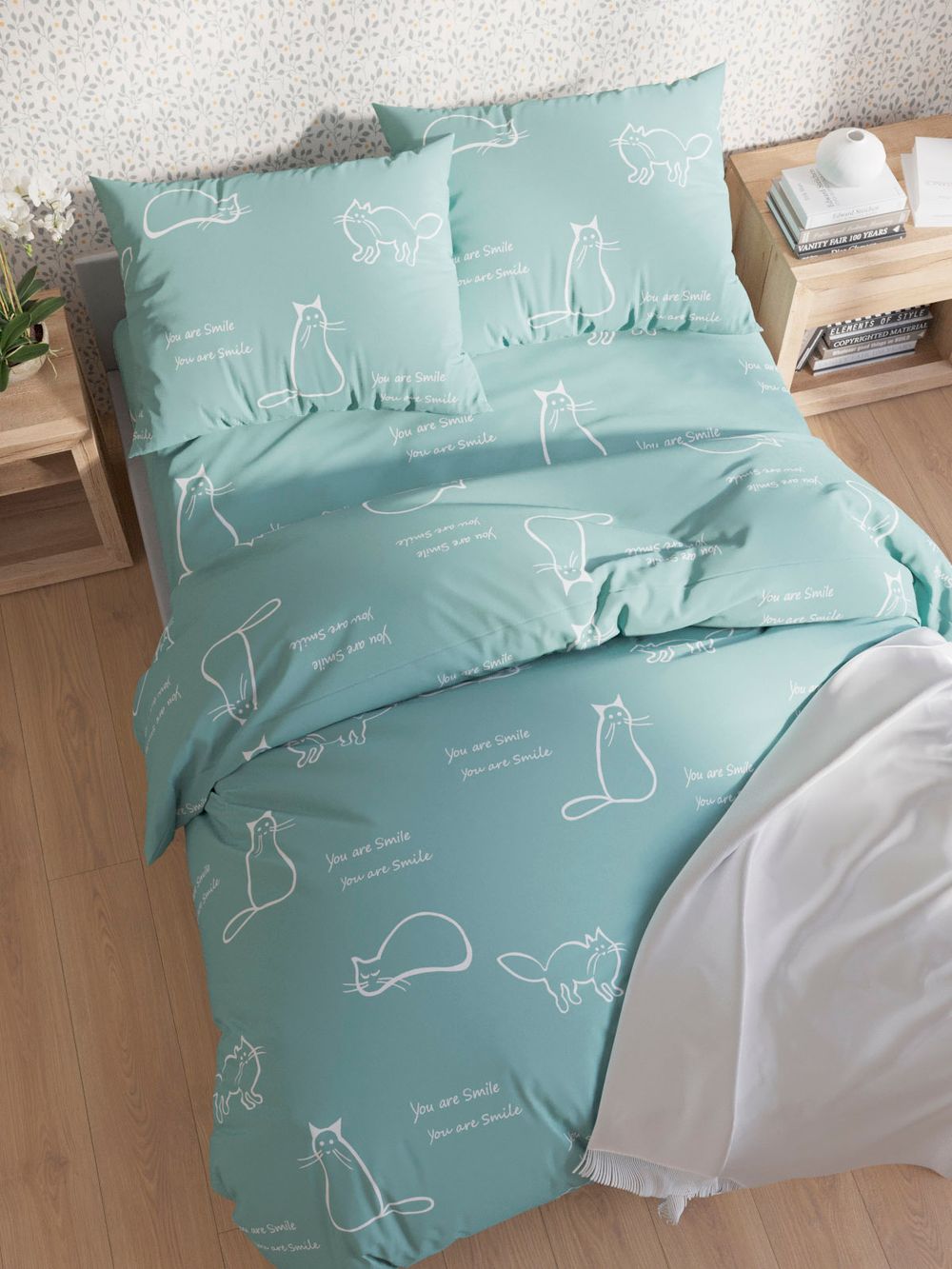 Комплект наволочек 2шт Сказка "Котики (мята)" 50х70 см