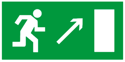 Е 05 "Направление к эвакуационному выходу направо вверх"