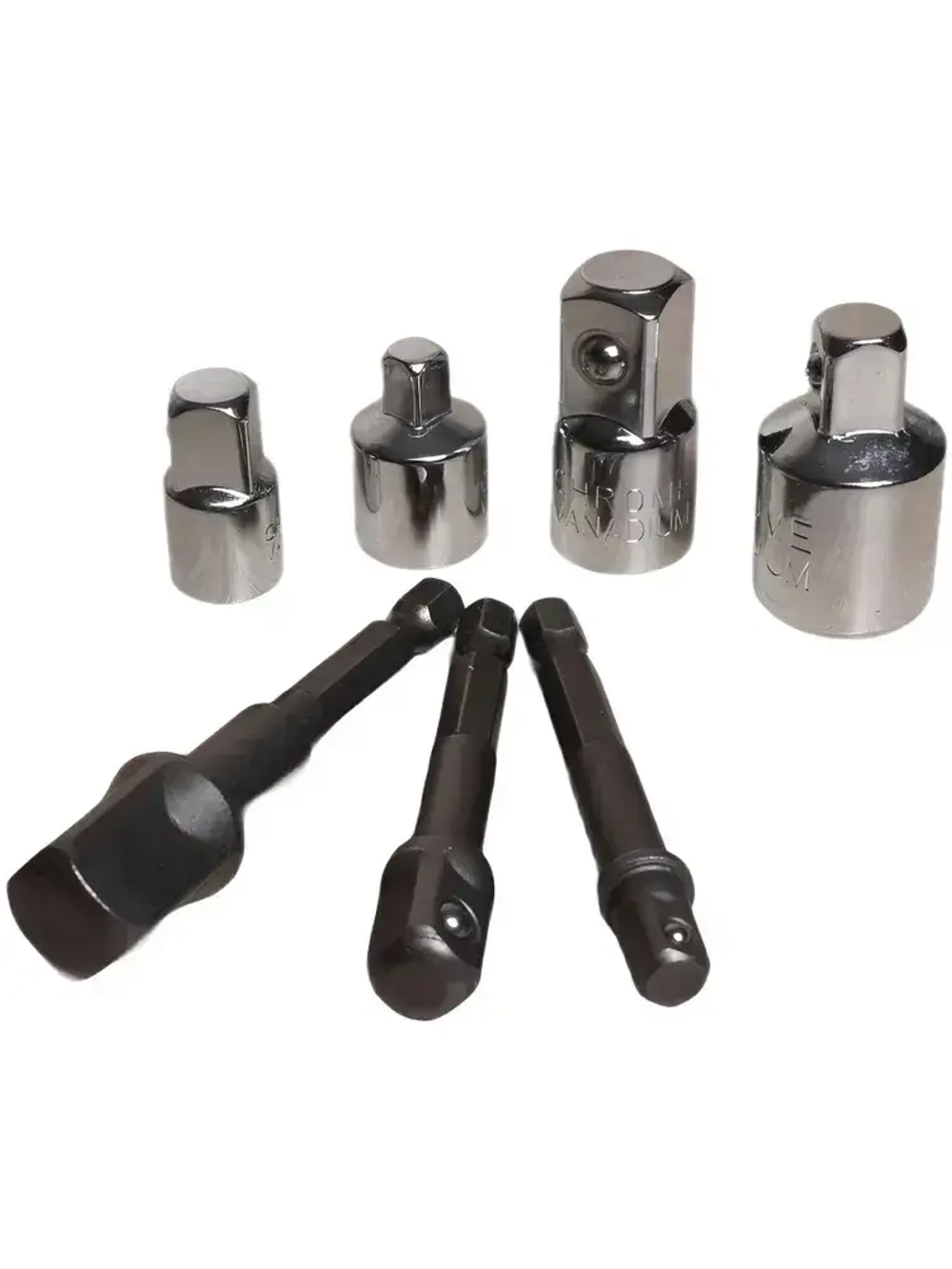 Набор торцевых головок, набор адаптеров для торцевых головок 1/4", 3/8", 1/2", комплект 7 шт