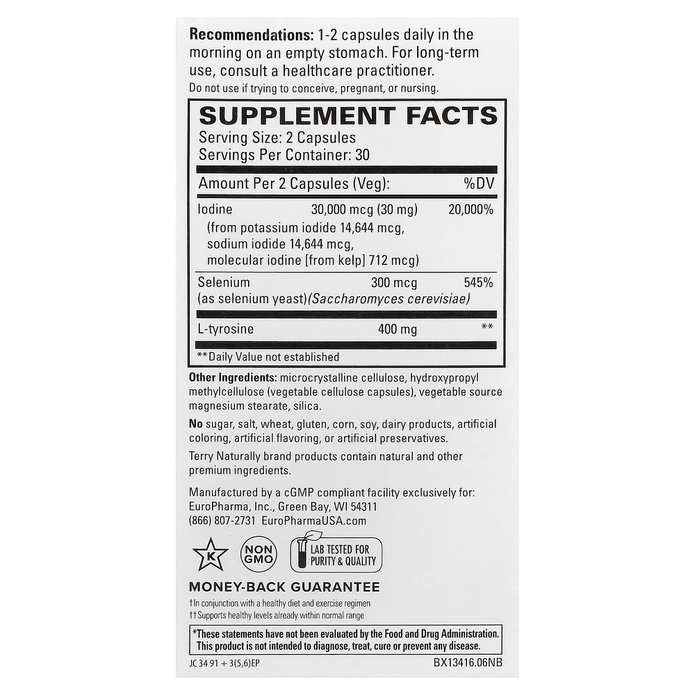 Terry Naturally, Thyroid Care™ Plus с селеном, 60 капсул