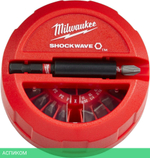Набор бит Milwaukee Shockwave 15шт в пластиковом кейсе (4932430904)