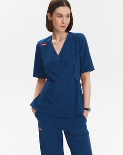 Топ с запахом медицинский женский Йошо, индиго