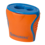Точилка BRAUBERG "Mix Dual" 2 отверстия для чернографитных карандашей (в том числе утолщенных) с контейнером корпус ассорти (18 штук в упаковке)