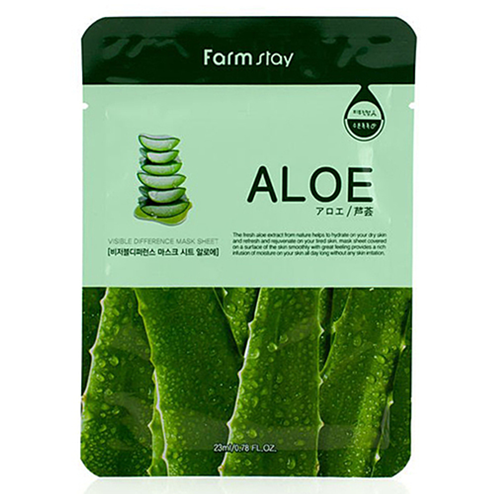 [Farm Stay] Visible Difference Mask Sheet Aloe - Увлажняющая тканевая маска с экстрактом алоэ, 23 мл