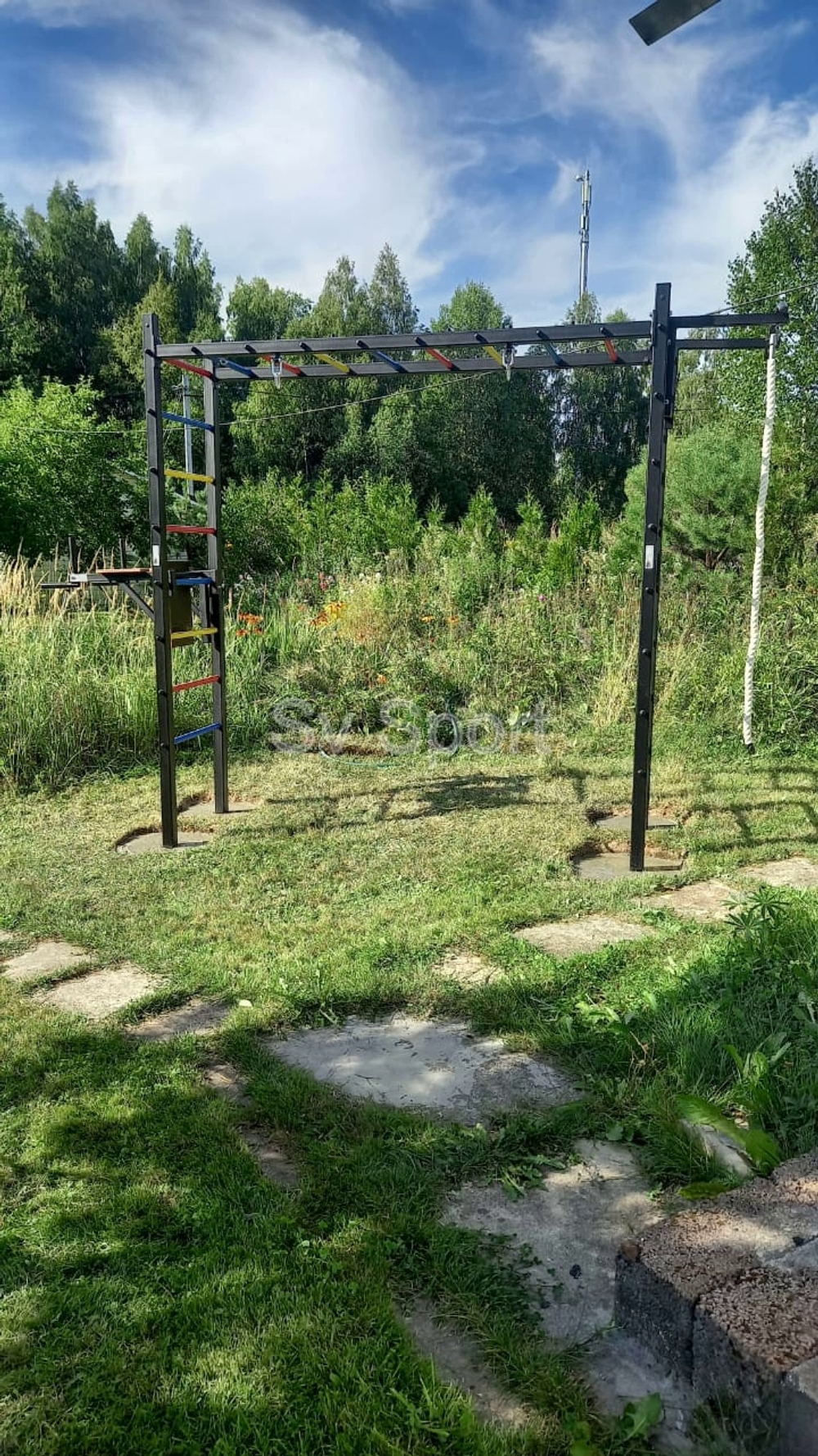 Монтаж уличной шведской стенки Sv Sport Рукоход (4 вертикальных столба)