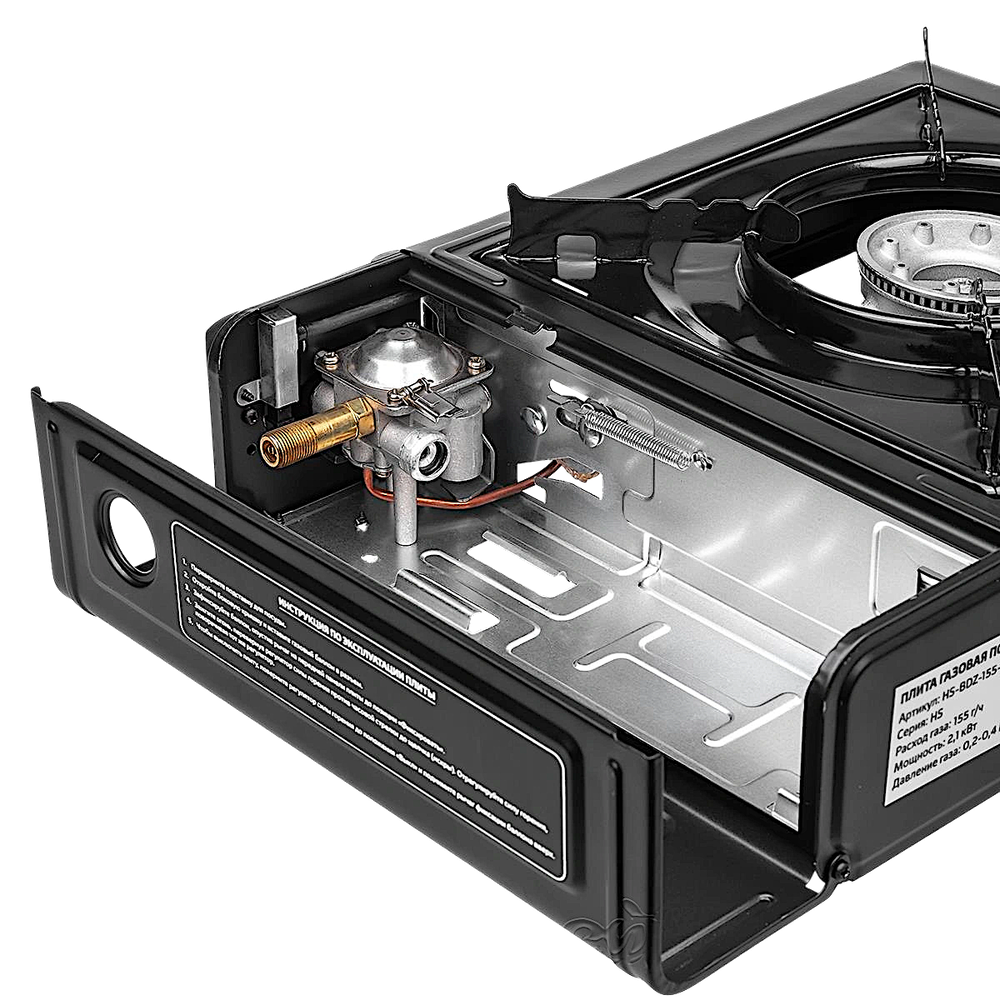 Газ. плита Helios HS-BDZ-155-B в кейсе с переходником 2.1кВт 155г/ч 1.21кг