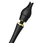 Чёрный аккумуляторный вибратор-вонд 29,1см с насадками Zalo Kyro Wand Massager Obsidian Black