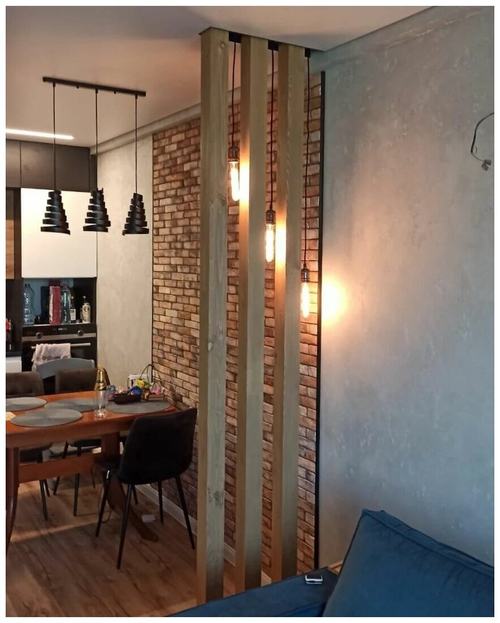 Декор из реек в кухне из Сосны 80х80мм