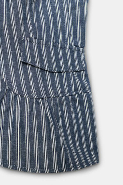 ZARA ТОП В ПОЛОСКУ С ПУГОВИЦАМИ, ТЕМНО-СИНИЙ/БЕЛЫЙ