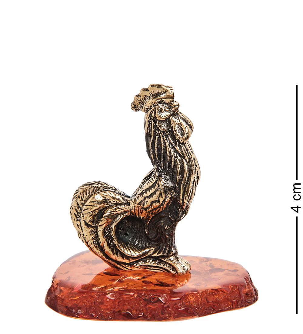 Народные промыслы AM-1249 Фигурка «Петушок золотой гребешок» (латунь, янтарь)