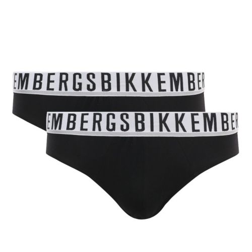 Мужские трусы брифы черные набор 2 в 1 Bikkembergs ESSENTIAL BKK1USP01BI/2